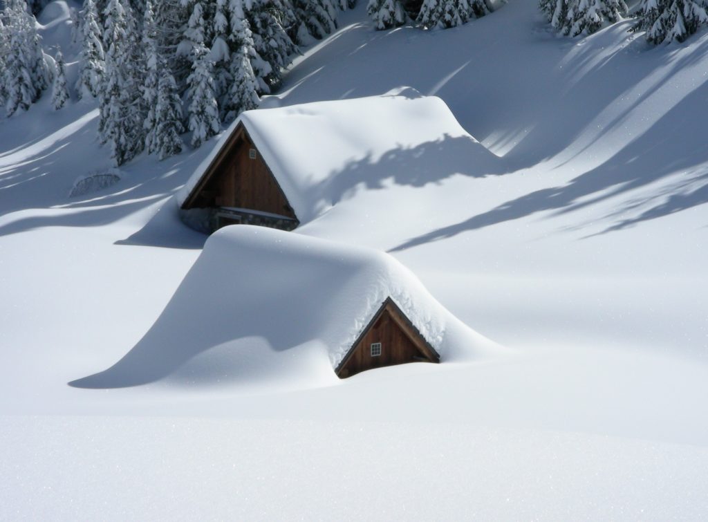 snow covered roof tops